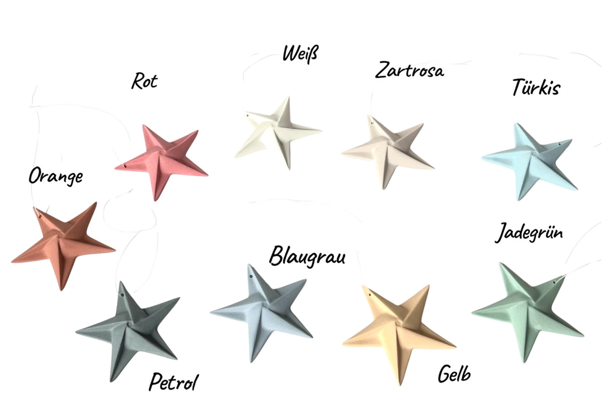 Handgefertigter Porzellan Stern Anhänger | Origami Papierstern | Weihnachtsanhänger als kleines Geschenk