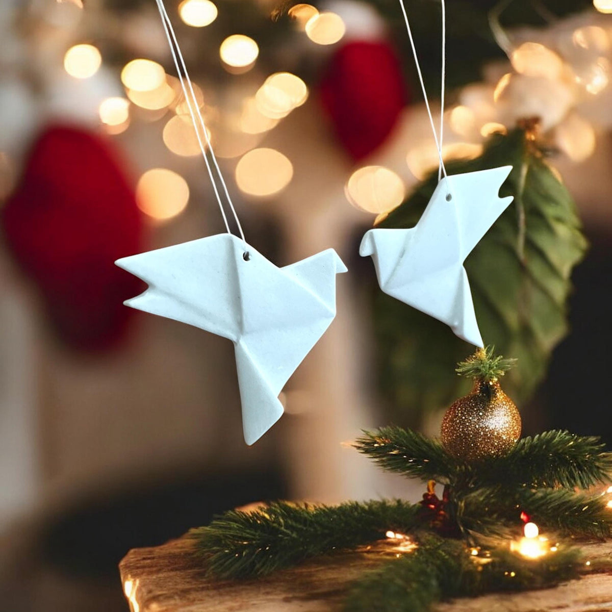 Turteltauben - Origami Tauben aus Porzellan zum aufhängen als Symbol der Liebe und Freundschaft - Geschenk für Freunde oder zur Hochzeit.