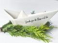 Personalisierteres Schiff mit Schriftzug zur Beerdigung, als Trauergeschenk / Grabschmuck, zur Erinnerung an einen geliebten Menschen